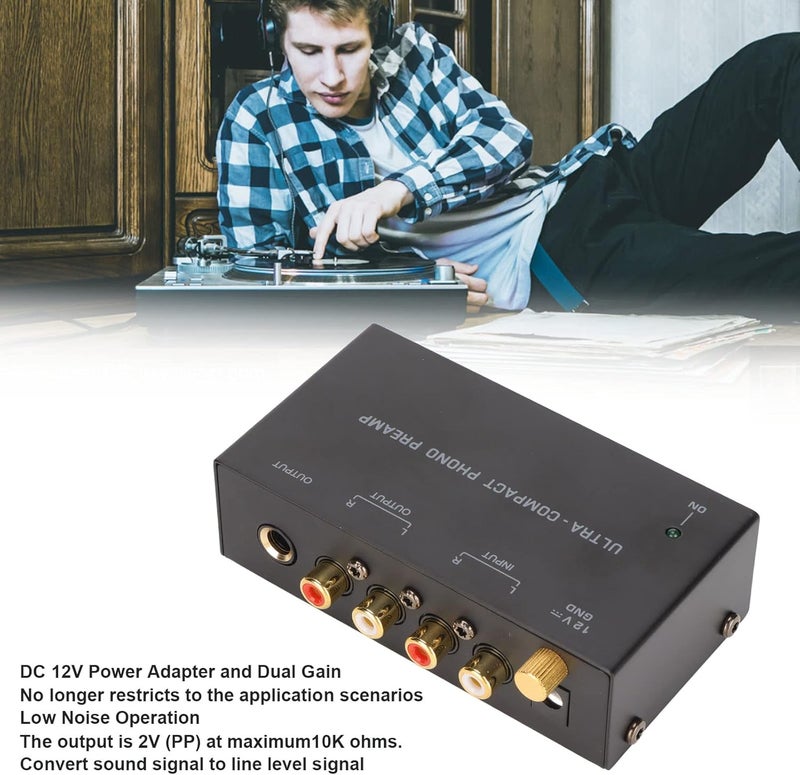 EIMSOAH PP400 Phono Turntable Preamp, Stereo Input Output Record Player Amplifier with Independent Knob Control, 100 240V (US Plug) - Image 3